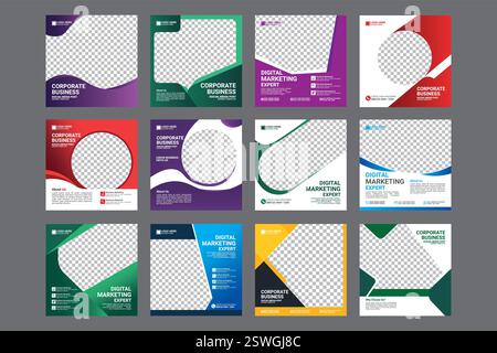 Moderne Digitale Marketingagentur Social Media Post Template Set Stock Vektor