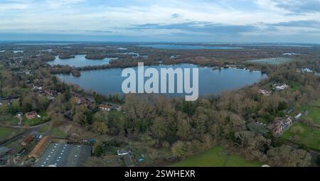 Allgemeiner Blick nach Norden in Richtung Wraysbury, Royal Borough of Windsor und Maidenhead, westlich von London und in der Nähe des Flughafens Heathrow. Stockfoto