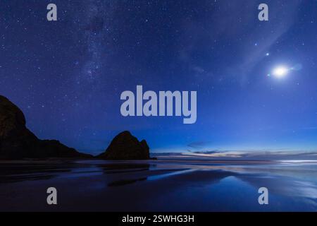Sternenhimmel am Piha Beach in der Nähe von Auckland, Neuseeland Stockfoto