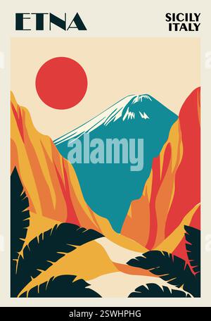 Reiseplakat Sizilien, Italien im Retro-Stil Stock Vektor