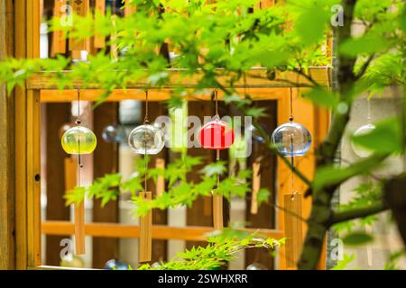 Windspiele am Kawagoe Hikawa Schrein, Kawagoe City, Präfektur Saitama, Japan Stockfoto