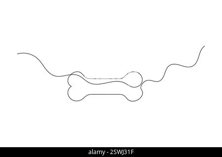 Kontinuierliche einzeilige Darstellung des Hundeknochens und Illustration des isolierten Umrissvektors Stock Vektor