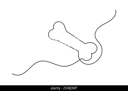Kontinuierliche einzeilige Darstellung des Hundeknochens und Illustration des isolierten Umrissvektors Stock Vektor