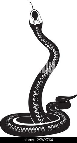 Originale dekorative Schlangenillustration. Originale schwarz-weiße Schlangenabbildung Stock Vektor