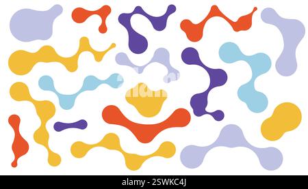 Farbenfrohe Kollektion mit abgerundeten Formen. Organische Flecken, Designelemente isoliert auf weißem Hintergrund. Poster oder Ausdruck. Stock Vektor