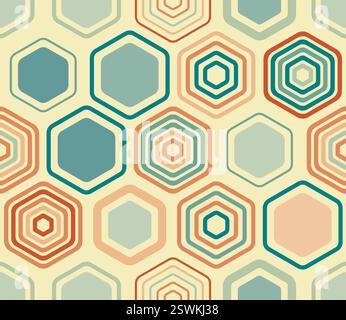Hintergrund mit Hexagon-Muster. Geometrische Elemente in unterschiedlichem Stil und Farbe. Große Sechsecke. Tileable-Muster. Nahtloser Hintergrund. Stock Vektor