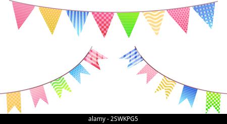 Bunte festliche Fahnen Girlande Set, Vektor-Illustration Stock Vektor