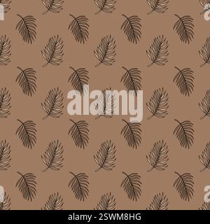 Nahtloses Muster mit braunen Palmblättern Stockfoto