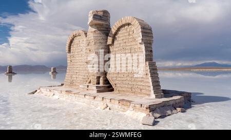 Salzskulptur im Salar de Uyuni - Bolivien Stockfoto