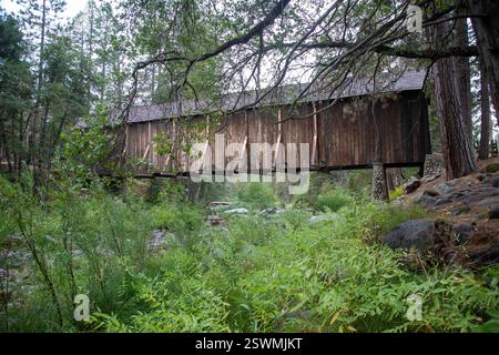 Yosemite National Park, Kalifornien - das Pioneer Yosemite History Center in Wawona im Yosemite National Park. Das Zentrum verfügt über historische Gebäude, die Stockfoto