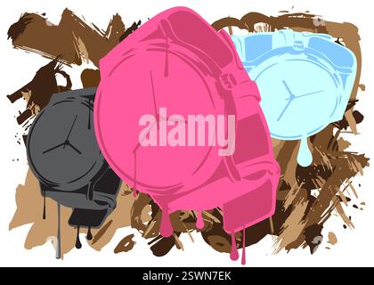 Graffiti der Armbanduhr. Abstrakte moderne Streetart-Dekoration im urbanen Malstil. Stock Vektor