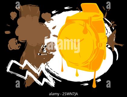 Graffiti der Armbanduhr. Abstrakte moderne Streetart-Dekoration im urbanen Malstil. Stock Vektor