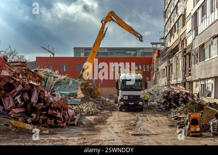 Abriss des Hoechst-Krankenhauses Frankfurt, Hessen Stockfoto