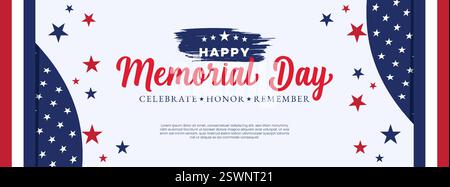 Patriotischer Gedenktag Web-Banner Hintergrund. Happy Memorial Day festliche Web Headers Design ist perfekt für Werbung und Corporate Marketing Stock Vektor