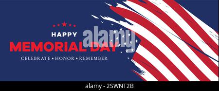 Patriotischer Gedenktag Web-Banner Hintergrund. Happy Memorial Day festliche Web Headers Design ist perfekt für Werbung und Corporate Marketing Stock Vektor