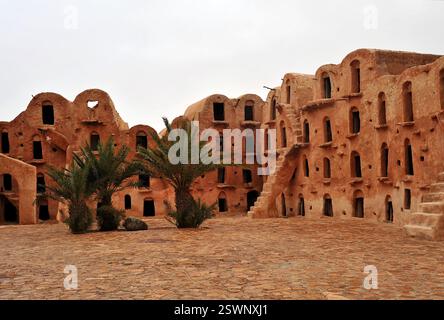 Ksar Ouled Soltane, befestigter Speicher in der Nähe von Tataouine, Nordsahara, Tunesien Stockfoto