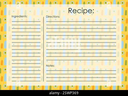 Vorlage für Rezeptkarten. Unbeschriftete Karte zur Osterfeier. Niedliche Karte mit Retro-Küchenrezept Stock Vektor