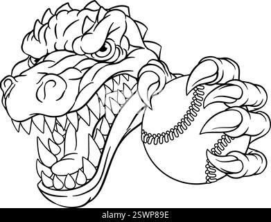 Krokodil Dinosaurier Alligator Baseball Sport Maskottchen Stock Vektor