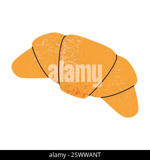 Französisches Croissant. Frisch gebackenes, buttriges, sicheliges Gebäck, knuspriger goldener Teig mit knuspriger Goldkruste, europäisches kontinentales Frühstück, französische Küche Stock Vektor