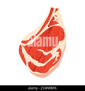 Rindersteak geschnitten. Fleischprodukte für Grill und Grill, frisches rohes Fleischfilet für das Porterhouse Steakhouse Menü. Vektor-Zeichentrick-Illustration Stock Vektor