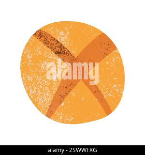 Runder Brotlaib. Frische Backwaren, gesundes Vollkorn-Müslibrötchen, köstliche ländliche französische Backwaren Zutaten zum Frühstück. Vektor Stock Vektor