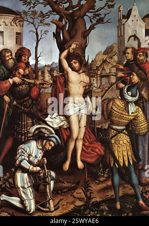 HOLBEIN, Hans der ältere (* 1460/65, Augsburg, d. 1524, Isenheim) das Martyrium von St. Sebastian um 1516 Kalkplatte, 153 x 107 cm Alte Pinakothek, München --- Schlüsselwörter: ----------------- Autor: HOLBEIN, Hans der ältere Titel: Das Martyrium des Heiligen Sebastian Zeitlinie: 1451-1500 Schule: Deutsch Form: Malerei Typ: Religiös Stockfoto