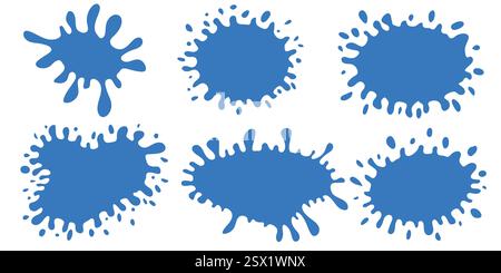 Kollektion verschiedener blauer Splatter-Formen mit organischen Designs Stock Vektor