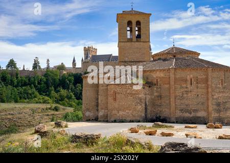 Blick auf die Kirche des wahren Kreuzes, Segovia Stockfoto