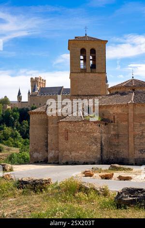 Blick auf die Kirche des wahren Kreuzes, Segovia Stockfoto