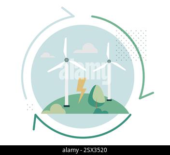 Windenergieanlage für erneuerbare Energien in eine umweltfreundlichere Zukunft – Stockbild als EPS 10-Datei Stock Vektor