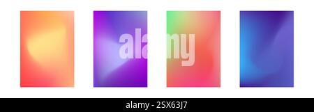 Abdeckungsgradientensatz. Farbvorlagen. A4-Posterhintergrund. Moderne flüssige Textur für Banner, Flyer, Broschüre. Abstrakte Flüssigkeitsansammlung. Stock Vektor