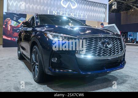 Toronto, ON, Kanada - 14. Februar 2025: Infiniti QX60 wurde auf der Canadian International AutoShow 2025 vorgestellt. Stockfoto