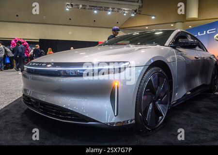 Toronto, ON, Kanada - 14. Februar 2025: Lucid wurde auf der Canadian International AutoShow 2025 vorgestellt. Stockfoto