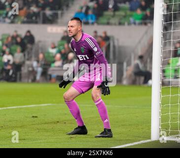 Austin, Texas, USA. Februar 2025. Austin FC Torhüter BRAD STUVER (1) während der zweiten Hälfte eines Major League Soccer Matches zwischen Austin FC und Sporting Kansas City am 22. Februar 2025 in Austin, Texas. Austin FC gewann mit 1:0. (Kreditbild: © Scott Coleman/ZUMA Press Wire) NUR REDAKTIONELLE VERWENDUNG! Nicht für kommerzielle ZWECKE! Stockfoto