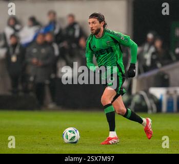 Austin, Texas, USA. Februar 2025. Austin FC Mittelfeldspieler ILIE SANCHEZ (6) während der ersten Hälfte eines Major League Soccer Spiels zwischen Austin FC und Sporting Kansas City am 22. Februar 2025 in Austin, Texas. Austin FC gewann mit 1:0. (Kreditbild: © Scott Coleman/ZUMA Press Wire) NUR REDAKTIONELLE VERWENDUNG! Nicht für kommerzielle ZWECKE! Stockfoto