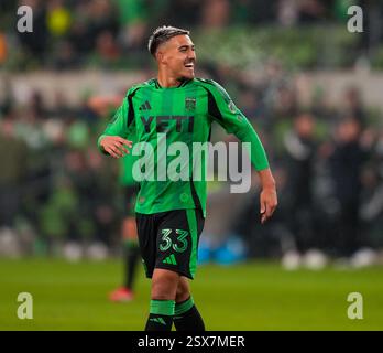 Austin, Texas, USA. Februar 2025. Der Mittelfeldspieler OWEN WOLFF (33) von Austin FC während der ersten Hälfte eines Major League Soccer-Spiels zwischen Austin FC und Sporting Kansas City am 22. Februar 2025 in Austin, Texas. Austin FC gewann mit 1:0. (Kreditbild: © Scott Coleman/ZUMA Press Wire) NUR REDAKTIONELLE VERWENDUNG! Nicht für kommerzielle ZWECKE! Stockfoto