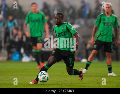 Austin, Texas, USA. Februar 2025. Austin FC Stürmer OSMAN BUKARI (11) während der ersten Hälfte eines Major League Soccer Matches zwischen Austin FC und Sporting Kansas City am 22. Februar 2025 in Austin, Texas. Austin FC gewann mit 1:0. (Kreditbild: © Scott Coleman/ZUMA Press Wire) NUR REDAKTIONELLE VERWENDUNG! Nicht für kommerzielle ZWECKE! Stockfoto