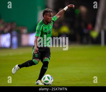 Austin, Texas, USA. Februar 2025. Austin FC Forward JADER OBRIAN (7) während der ersten Hälfte eines Major League Soccer Matches zwischen Austin FC und Sporting Kansas City am 22. Februar 2025 in Austin, Texas. Austin FC gewann mit 1:0. (Kreditbild: © Scott Coleman/ZUMA Press Wire) NUR REDAKTIONELLE VERWENDUNG! Nicht für kommerzielle ZWECKE! Stockfoto