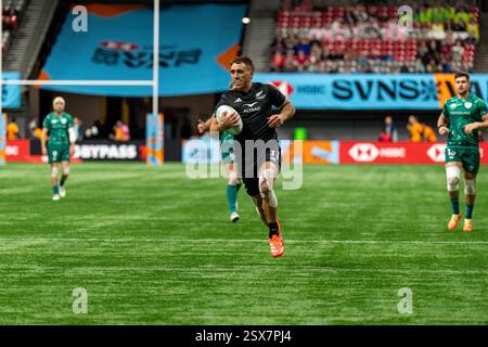 VANCOUVER, KANADA - 22. FEBRUAR 2025: Der Neuseeländer JOE WEBBER (#1) läuft beim HSBC SVNS Vancouver Rugby 7s-Spiel gegen Irland 2025 am zweiten Tag am BC Place, Vancouver. Quelle: Joe Ng/Alamy Live News Stockfoto