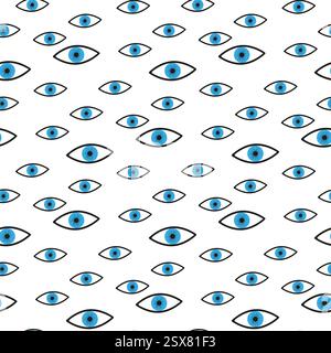 Modernes nahtloses Muster mit handgezeichneten Augen. Stock Vektor