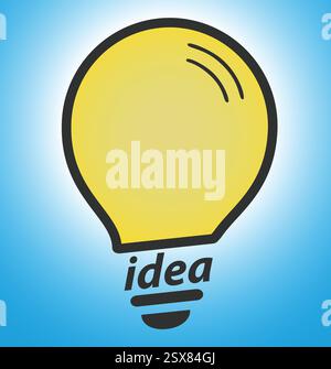 Glühbirne auf blauem Hintergrund, Konzept einer erfolgreichen Idee Stock Vektor