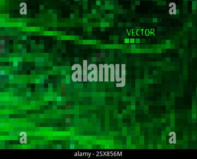 Grünes Hintergrundmosaik. Handzeichnung. Nicht AI, Vektorillustration. Stock Vektor