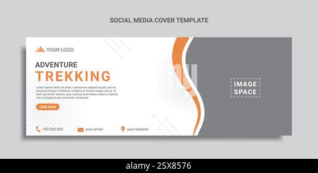 Trekking Social Media Cover Design oder Webbanner Stock Vektor