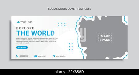 Soziale Medien für Reisen decken flache Designs oder Webbanner ab Stock Vektor