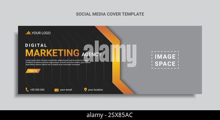Digitale Marketingagenturen in sozialen Medien decken Design oder Webbanner ab Stock Vektor