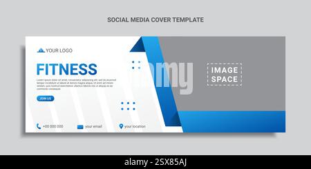 Fitness Social Media decken Design oder Webbanner ab Stock Vektor