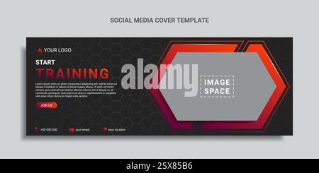 Fitness und Fitness Social Media decken Design- oder Webbanner-Vorlagen ab Stock Vektor