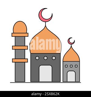 Islamische Moschee-Ikone, arabische Glaubenskultur Design, flache Web isolierte Vektor-Illustration. Stock Vektor
