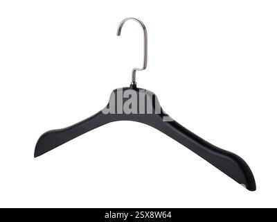 Kleiderbügel isoliert auf weißem Hintergrund, Plastik mit Metallhaken Stockfoto