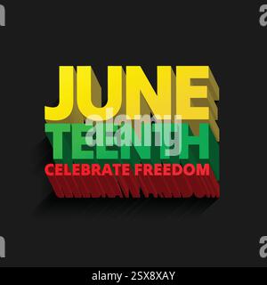 Am 19. Juni wird der Tag der Freiheit gefeiert. Unabhängigkeitstag des afroamerikanischen Volkes. Jährliches amerikanisches Feiertagsbanner, Poster, Grußkarte. Stock Vektor